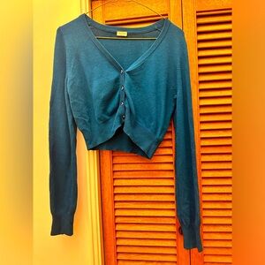 Talula Babaton blue cropped cardigan sweater Size Small